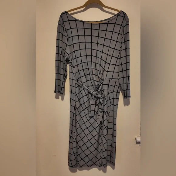 Ann Taylor Square Print Dress Size L, Elegant Career Office Lagoonlook Chic - Picture 4 of 9